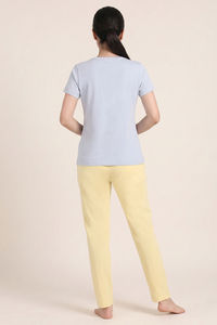 Zivame Farm Lore Knit Cotton Pyjama Set - Xenon Blue — thumbnail 3